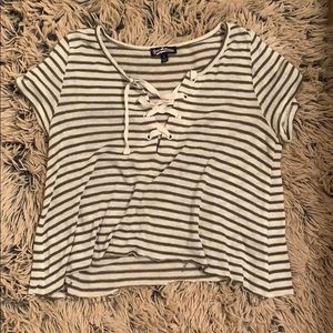 distressed striped tee